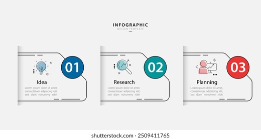 Business infographic template. 3 Step timeline journey. Process diagram, 3 options on white background, Infograph elements vector illustration.
