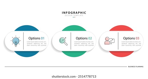 Business infographic template. 3 Step timeline journey. Process diagram, 3 options on white background, Infograph elements vector illustration.