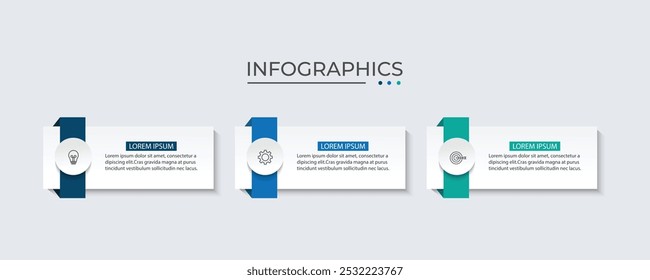 Plantilla de infografía de negocios. Viaje de la línea de tiempo de 3 pasos. Ilustración vectorial