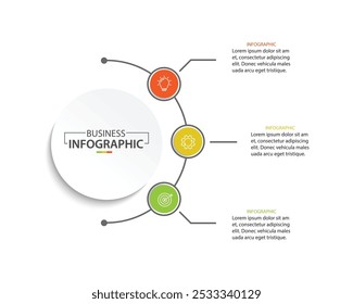 Plantilla de infografía de negocios. Viaje de la línea de tiempo de 3 pasos. Ilustración vectorial