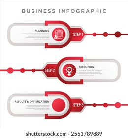 Business infographic template. 3 Step timeline journey. Process diagram with 3 options. Business process infographic design vector. Modern business infographics design template vector illustration.