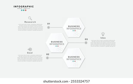 Business infographic template. 3 Step timeline journey. Process diagram, 3 options on white background