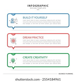 Business infographic template. 3 Step timeline journey. Process diagram, 3 options on white background, Infograph elements vector illustration.