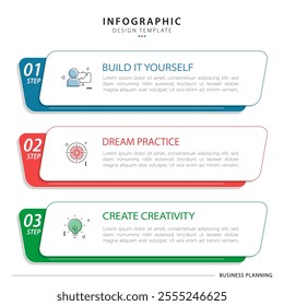 Business infographic template. 3 Step timeline journey. Process diagram, 3 options on white background, Infograph elements vector illustration.