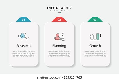 Business infographic template. 3 Step timeline journey. Process diagram, 3 options on white background, Infograph elements vector illustration.