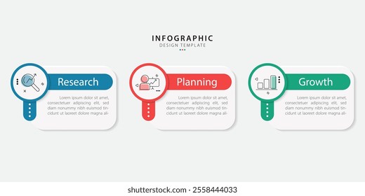 Business infographic template. 3 Step timeline journey. Process diagram, 3 options on white background, Infograph elements vector illustration.