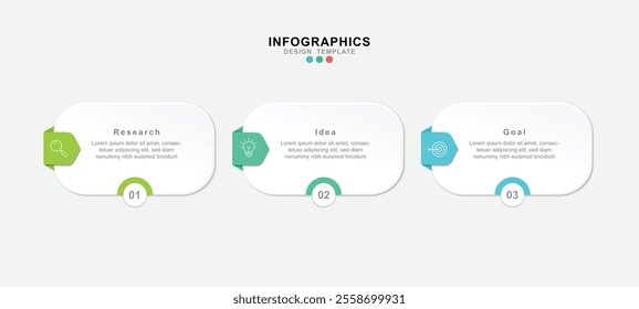 Business infographic template. 3 Step timeline journey. Process diagram, 3 options on white background