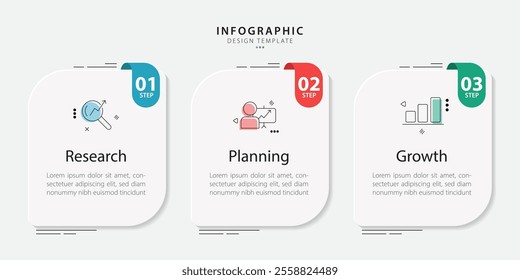 Business infographic template. 3 Step timeline journey. Process diagram, 3 options on white background, Infograph elements vector illustration.