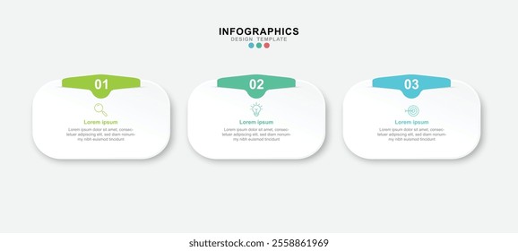 Business infographic template. 3 Step timeline journey. Process diagram, 3 options on white background