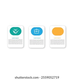 Business infographic template. 3 Step timeline journey. Process diagram, 3 options 