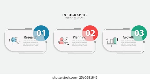 Business infographic template. 3 Step timeline journey. Process diagram, 3 options on white background, Infograph elements vector illustration.