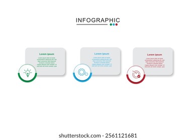 Business infographic template. 3 Step timeline journey. Process diagram, 3 options on white background, Infographic elements vector illustration.