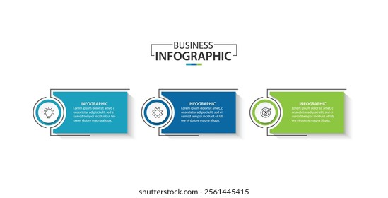 Business infographic template. 3 Step timeline journey, vector illustration