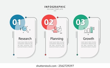 Business infographic template. 3 Step timeline journey. Process diagram, 3 options on white background, Infograph elements vector illustration.