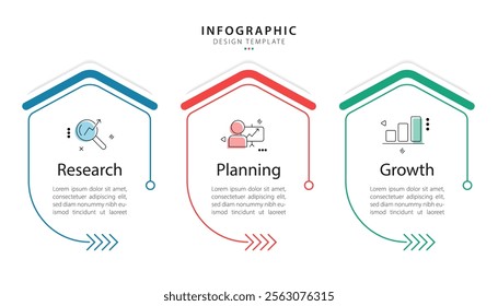 Business infographic template. 3 Step timeline journey. Process diagram, 3 options on white background, Infograph elements vector illustration.