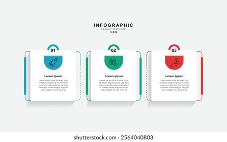 Business infographic template. 3 Step timeline journey. Process diagram, 3 options on white background.
