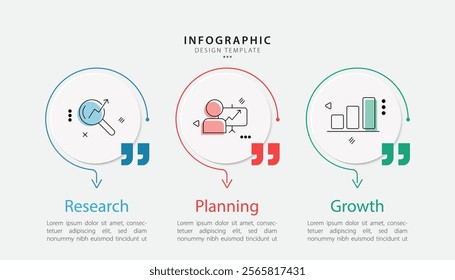 Business infographic template. 3 Step timeline journey. Process diagram, 3 options on white background, social media post, Infograph elements vector illustration.