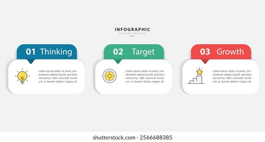 Business infographic template. 3 Step timeline journey. Process diagram, 3 options on white background, social media post, Infograph elements vector illustration.