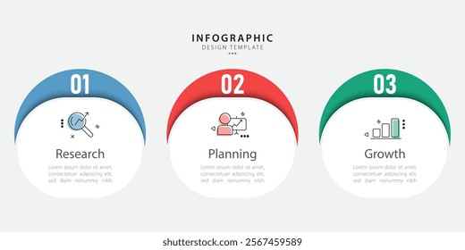 Business infographic template. 3 Step timeline journey. Process diagram, 3 options on white background, social media post, Infograph elements vector illustration.	