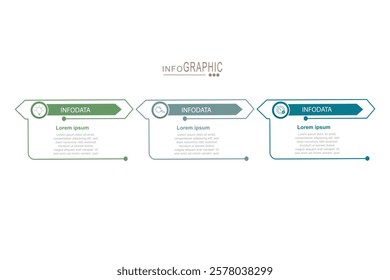 Business infographic template. 3 Step timeline journey. Process diagram, 3 options on white background.