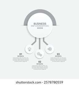 Business infographic template. 3 Step timeline journey. Process diagram, 3 options on white background