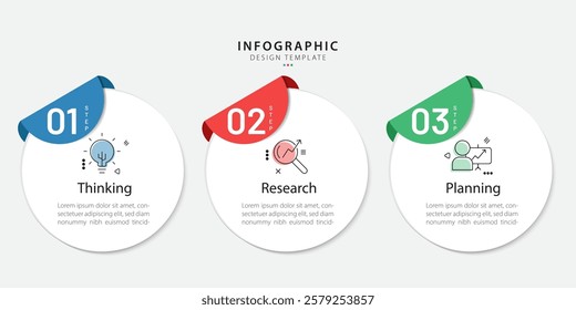 Business infographic template. 3 Step timeline journey. Process diagram, 3 options on white background, social media post, Infograph elements vector illustration.