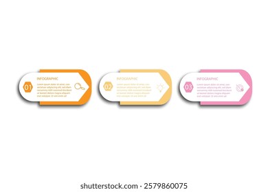 Business infographic template. 3 Step timeline journey. Process diagram, 3 options on white background, Info graph elements vector illustration.
