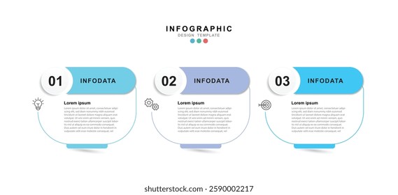  Business infographic template. 3 Step timeline journey. Process diagram, 3 options on white background