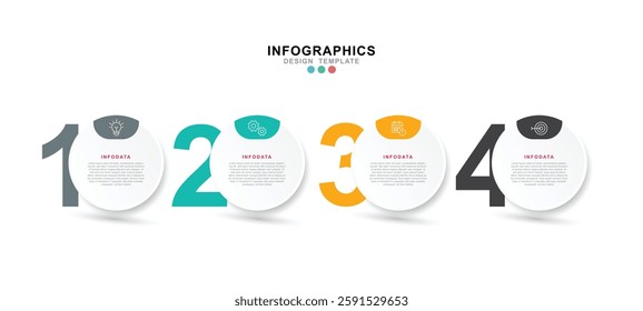 Business infographic template. 3 Step timeline journey. Process diagram, 4 options on white background