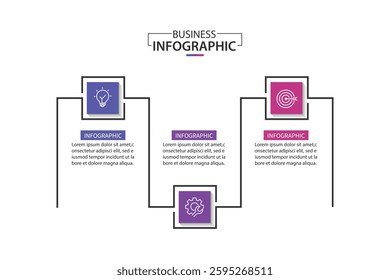 Business infographic template. 3 Step timeline journey. Process diagram, Infographic elements vector illustration.	
