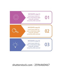 Business infographic template. 3 Step timeline journey. Process diagram, 3 options on white background, vector illustration.