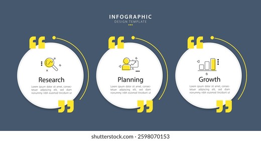 Business infographic template. 3 Step timeline journey. Process diagram, 3 options on white background, social media post, Infograph elements vector illustration.