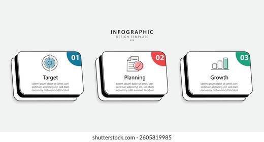 Business infographic template. 3 Step timeline journey. Process diagram, 3 options on white background, social media post, Infograph elements vector illustration.