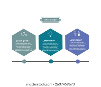 Business infographic template. 3 Step timeline journey. Process diagram, 3 options on white background, vector illustration.