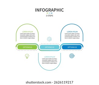Business infographic template. 3 Step timeline journey. Process diagram, Infographic elements vector illustration.	