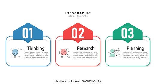 Business infographic template. 3 Step timeline journey. Process diagram, 3 options on white background, social media post, Infograph elements vector illustration.