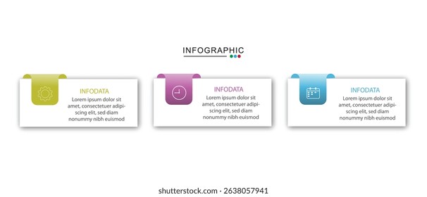 Business infographic template. 3 Step timeline journey. Process diagram, 3 options on white background, Infograph elements vector illustration.