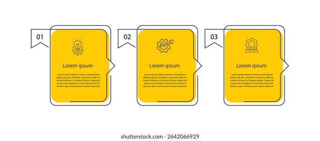 Business infographic template. 3 step table information graphic. Timeline process presentation banner 3 option 