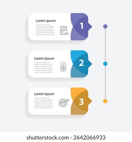 Business infographic template. 3 step table information graphic. Timeline process presentation banner 3 option 