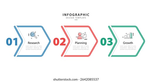 Business infographic template. 3 Step timeline journey. Process diagram, 3 options on white background, Infograph elements vector illustration.