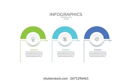 Modelo de infográfico comercial. 3 Passo da jornada do cronograma. Diagrama de processo, 4 opções, ilustração vetorial de elementos infográficos.