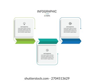 Plantilla de infografía de negocios. Viaje de la línea de tiempo de 3 pasos. Diagrama de proceso, Ilustración vectorial de elementos de infografía.