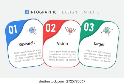 Business infographic template. 3 Step timeline journey. Process diagram, 3 options on white background, Infograph elements vector illustration.