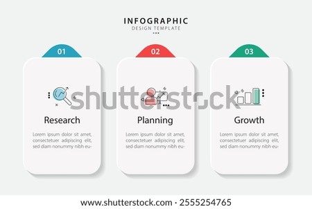 Business infographic template. 3 Step timeline journey. Process diagram, 3 options on white background, Infograph elements vector illustration.