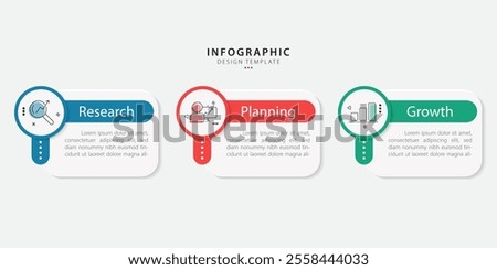 Business infographic template. 3 Step timeline journey. Process diagram, 3 options on white background, Infograph elements vector illustration.