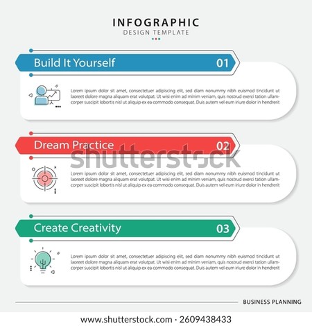 Business infographic template. 3 Step timeline journey. Process diagram, 3 options on white background, social media post, Infograph elements vector illustration.