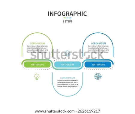 Business infographic template. 3 Step timeline journey. Process diagram, Infographic elements vector illustration.	