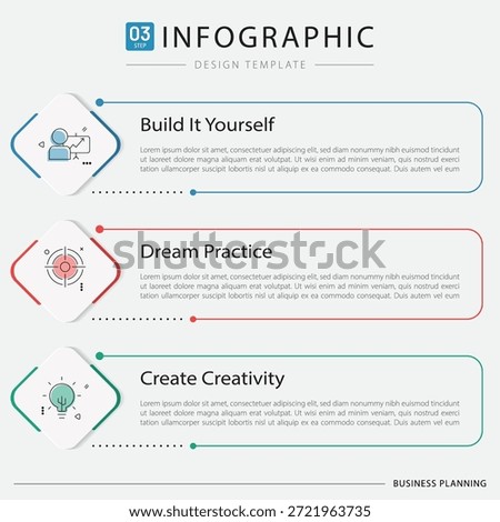Business infographic template. 3 Step timeline journey. Process diagram, 3 options on white background, Infograph elements vector illustration.