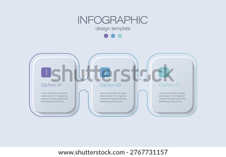 Business infographic template. 3 Step timeline journey. Process diagram featuring vector illustrations of infographic elements.