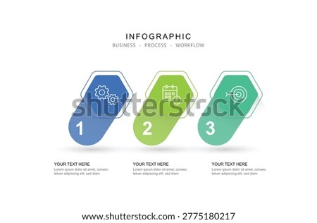 Business infographic template. 3 Step timeline journey. Process diagram, 3 options on white background